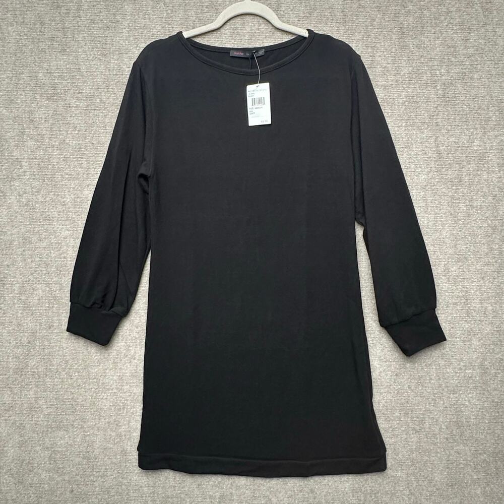 Fraiche by J Black Long Puffed Sleeve Blouson Cuff Tunic Shift Dress Medium NWT